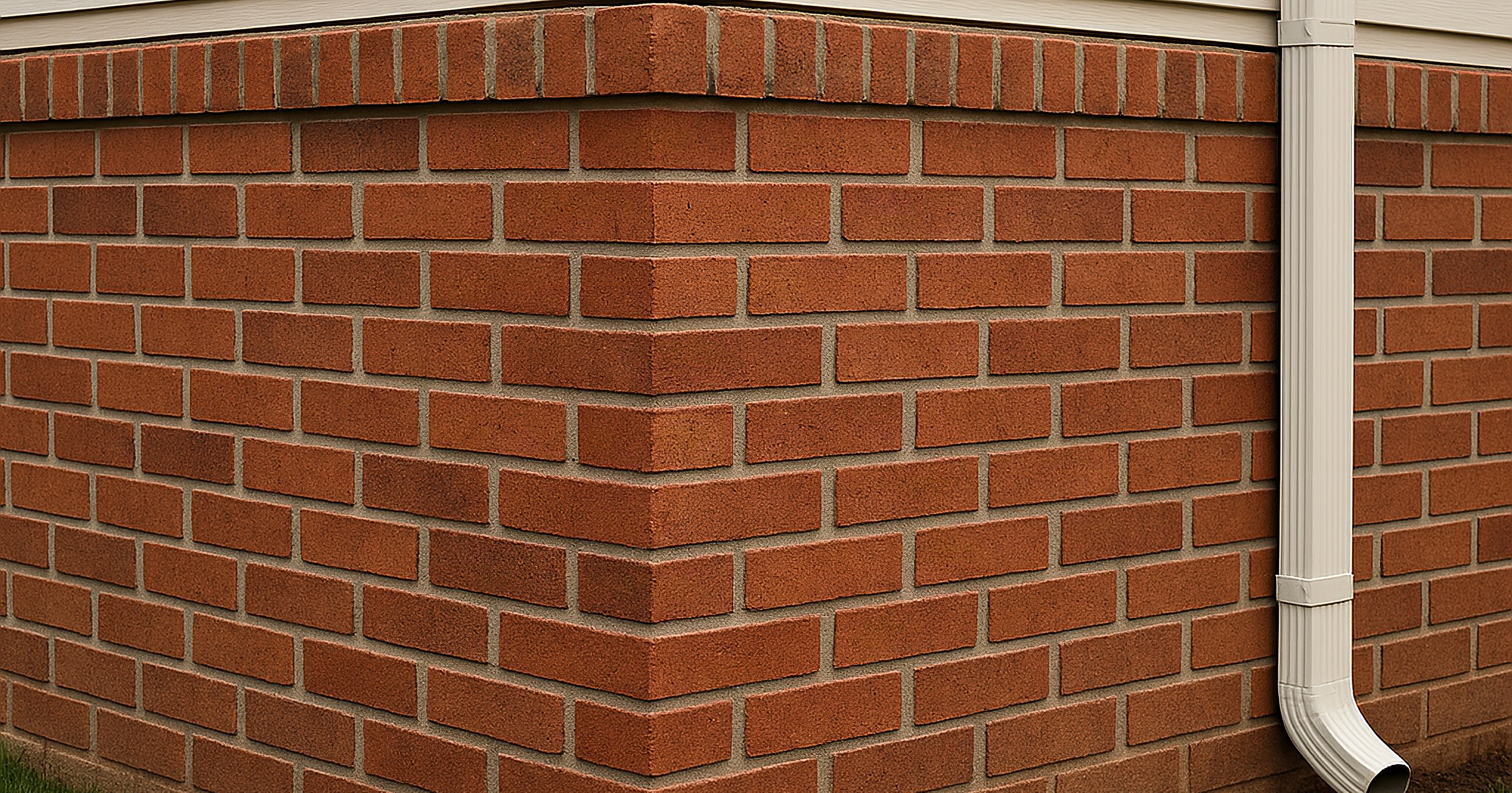 Illustrative example: the same Tulsa brick foundation wall with the stair-step crack repaired and the brickwork restored